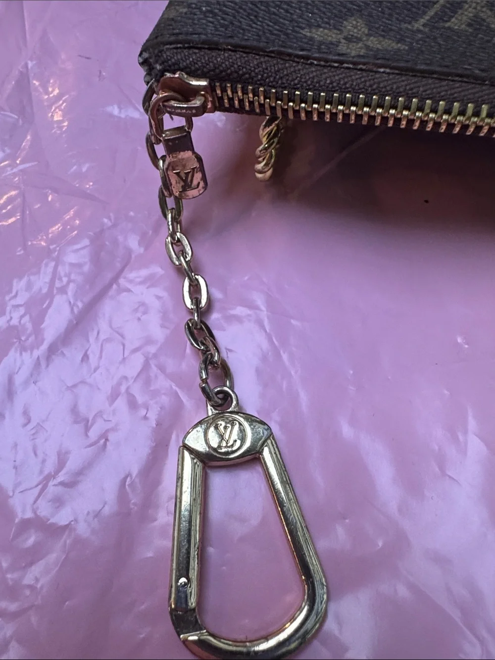 Louis Vuitton Monogram Mini Pochette in Brown with Gold Hardware